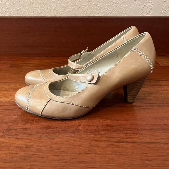 Aldo Shoes Aldo Champagnebeige Leather Mary Jane Heels Poshmark